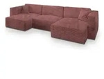 WOHNLANDSCHAFT SARMO Rosa Kordstoff mit Schlaffunktion