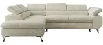 ECKSOFA PABLO L Creme Schenille grob gewebt - Links Seite mit T25 Topper