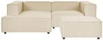 2-SITZER-ECKSOFA Leinen beige linksseitig mit Ottomane Aprica