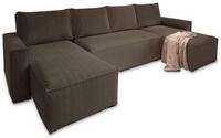 WOHNLANDSCHAFT ASPRA Braun Kordstoff mit Schlaffunktion