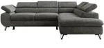 ECKSOFA PABLO L Grau Schenille grob gewebt - Rechts Seite mit Visco Topper
