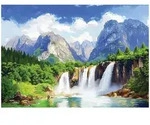 FOTOTAPETE 3D Effekt Wasserfall Berge Natur Tapete Wohnzimmer 300x210