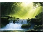 FOTOTAPETE 3D Effekt Wasserfall Wald Wohnzimmer 300x210