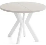 ESSTISCH Savio Wei&szlig; rund ausziehbar verl&auml;ngerbar, Kaschmir 90-190/90/77 cm