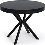 ESSTISCH Ross runder ausziehbarer, Schwarz 120-200/120/76 cm