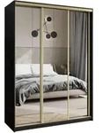 SCHWEBET&Uuml;RENSCHRANK RIEN 150/205/60 cm 3-t&uuml;rig mit Spiegel Schwarz