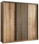SCHWEBET&Uuml;RENSCHRANK VONTE 180/205/60 cm 3-t&uuml;rig mit Lamellen Eiche Wotan