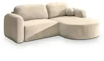 ECKSOFA AMILIA M R-S Creme Velours-Stoff mit Schlaffunktion