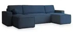 WOHNLANDSCHAFT PESANO P Blau Kordstoff mit Schlaffunktion