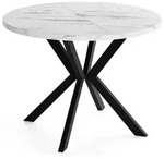 ESSTISCH Valeo runder ausziehbarer, Marmor Wei&szlig; 120-200/120/76 cm
