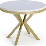 ESSTISCH Dina runder ausziehbarer, Wei&szlig; 120-200/100/76 cm