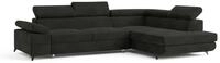 ECKSOFA FAVIEN R-S Schwarz Velours-Stoff mit Schlaffunktion