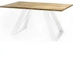 ESSTISCH Colter Wei&szlig; rechteckig ausziehbar, Lancelot Eiche 140-240/80/76 cm