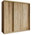 SCHWEBET&Uuml;RENSCHRANK NISSE 180/205/60 cm 3-t&uuml;rig mit Schubladen Eiche Wotan