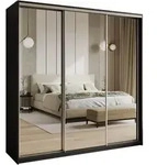 SCHWEBET&Uuml;RENSCHRANK RIEN 180/205/60 cm 3-t&uuml;rig mit Spiegel und Schubladen...