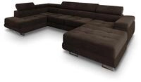 WOHNLANDSCHAFT CASONE L-S Braun Velours-Stoff mit Schlaffunktion