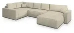 WOHNLANDSCHAFT VELAMI L-S Creme Kordstoff mit Schlaffunktion