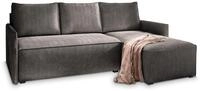 ECKSOFA PERUSI Graphitfarben Kordstoff mit Schlaffunktion