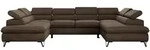 WOHNLANDSCHAFT PABLO U Velvet Braun mit Topper Visco