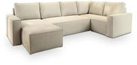 WOHNLANDSCHAFT NORENA R-S Creme Kordstoff mit Schlaffunktion