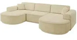 WOHNLANDSCHAFT MARI-U1-v3 - 303x171x83 cm Beige Velours