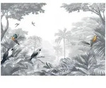 FOTOTAPETE Dschungel Papageien Grau 200x140 cm
