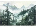 FOTOTAPETE Wald im Nebel Wohnzimmer Vlies Tapete 350x250