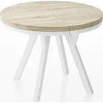 ESSTISCH Lume Wei&szlig; runder ausziehbarer, Sonoma Eiche 100-200/100/76 cm