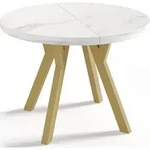 ESSTISCH Mateo runder ausziehbarer, Marmor Wei&szlig; 100-200/100/76 cm