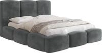POLSTERBETT Harmony mit Bettkasten, Grau Samt Velours 160x200 cm
