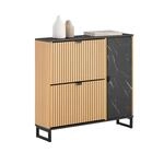 SCHUHSCHRANK Schmal, Holzoptik & Schwarz mit Marmor