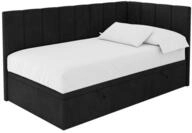 EINZELBETT Jugendbett mit Bettkasten Links, mit Matratze - LOVY 100x200 Schwarz