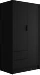 KLEIDERSCHRANK mit Fl&uuml;gelt&uuml;ren KOLIN 100x200cm Schwarz
