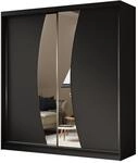 KLEIDERSCHRANK mit Spiegel-Schiebet&uuml;ren und Aluminium-Leisten - VOXI - 200 cm