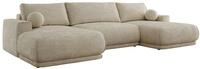 WOHNLANDSCHAFT RINA U Beige Schenille glatt