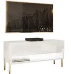 LOWBOARD TV-Schrank CALANTE 90 cm auf geraden goldenen Chrom-Beinen