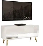 LOWBOARD TV-Schrank CALANTE 90 cm auf schr&auml;gen goldenen Chrom-Beinen