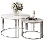 COUCHTISCH 2 in 1 LORI GLASS verchromt silber