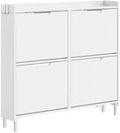SCHUHSCHRANK 4 T&uuml;ren Wei&szlig; 100x19x93cm Modern