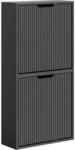 SCHUHSCHRANK mit 2 T&uuml;ren Schwarz 50x19x100cm Modern