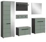 GARDEROBE SET 6-teilig Salbei Gr&uuml;n, Basalt Grau, Komplett-Set mit Soft-Close