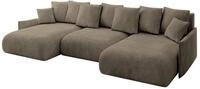 WOHNLANDSCHAFT mit Schlaffunktion und Bettkasten ONESK-U-v1 317x177x72 Braun Velours