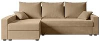 ECKSOFA mit Schlaffunktion und Bettkasten ALESIA-L 231x140x90 cm Beige Velours