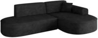 ECKSOFA Ottomane Rechts MARI-L1 - 243x171x79 cm Schwarz Velours
