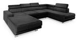 WOHNLANDSCHAFT SIENA R-S Schwarz Velours-Stoff mit Schlaffunktion