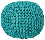 STRICK-POUF petrol-gr&uuml;n, 40/40/35 cm