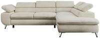 ECKSOFA PETER L Beige Velvet - Rechts Seite