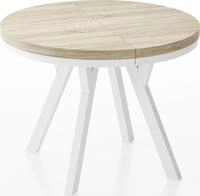 ESSTISCH Lume Wei&szlig; runder ausziehbarer, Sonoma Eiche 90-170/90/76 cm