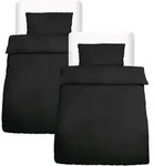 BETTW&Auml;SCHE Meline 135/200 cm + Kissenbezug 40/80 cm Schwarz Seersucker 2er