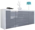 SIDEBOARD La Paz Grau Hochglanz / Wei&szlig; Hochglanz